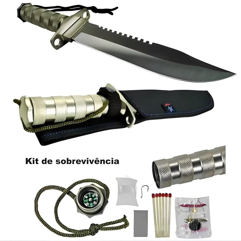 Faca do Rambo + Kit Sobrevivência